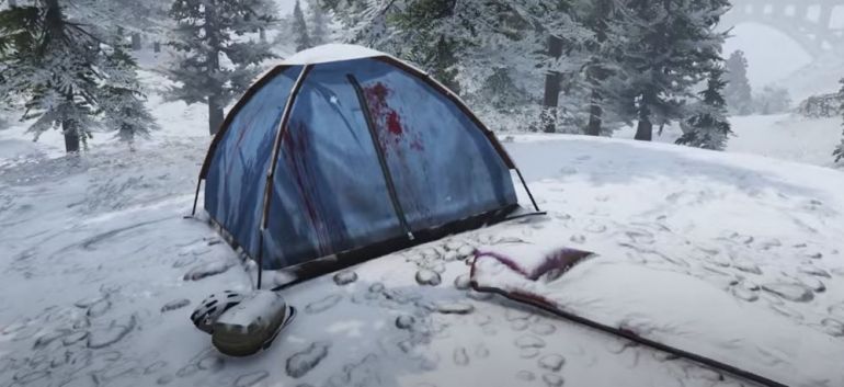 Палатка со спальным мешком
