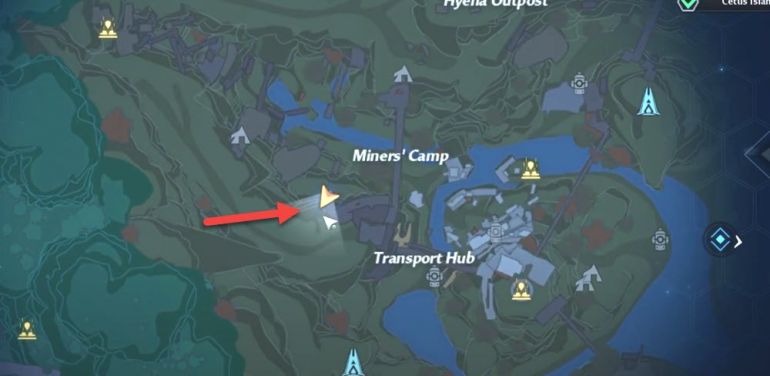 Область на карте, где находится скрытый квест в Tower of Fantasy